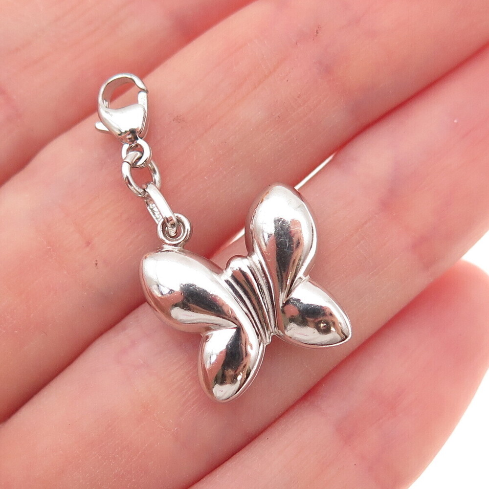 925 Sterling Silver Vintage Butterfly Lobster Lock Charm Pendant